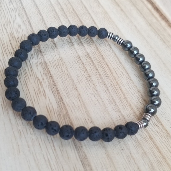 Lava Bead & Hematite Bracelet - Picture 6 of 7